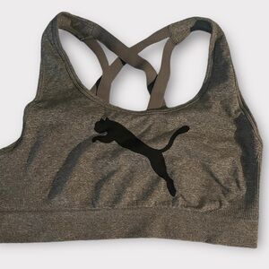 PUMA -  Gray Criss Cross Back Sports Bra - LARGE